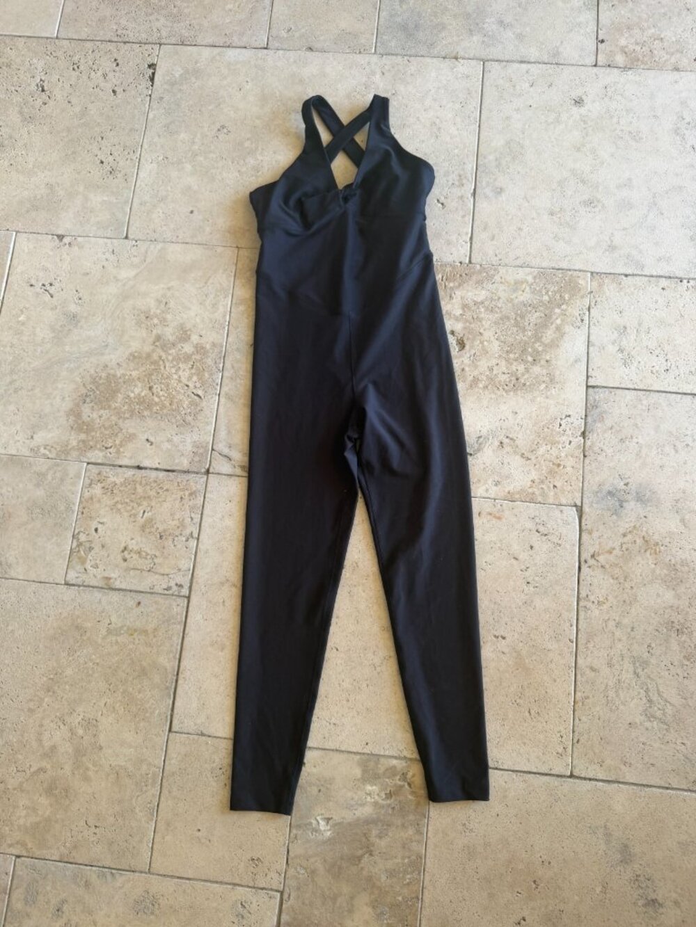 Old Navy women's PowerSoft Sleeveless 7/8 Bodysuit size small black sleeveless - Picture 2 of 6